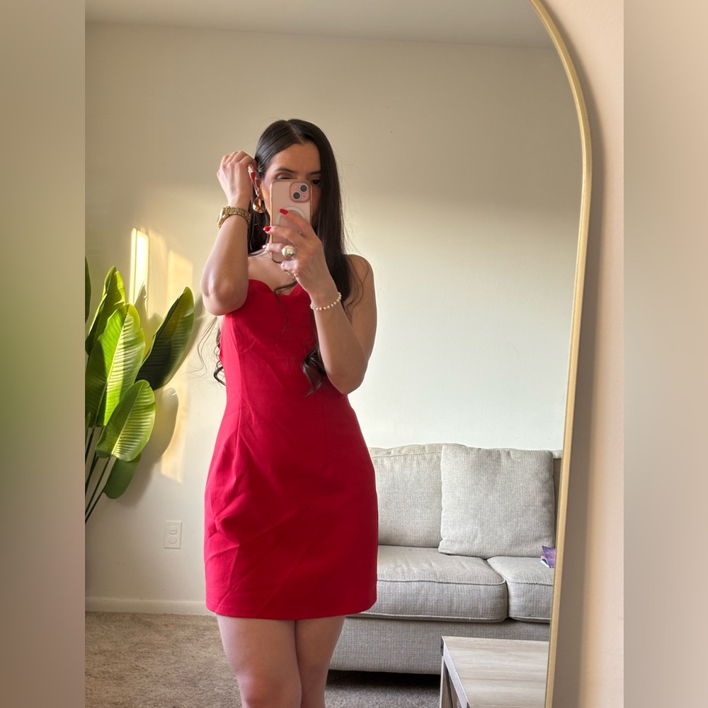 Red Strapless Sheath Dress - Classic Women’s Cocktail Dress
